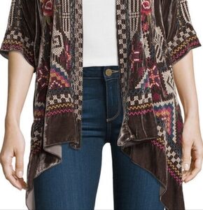 EXCELLENT CONDITION Johnny Was Dani Brown Velvet Cardigan Small